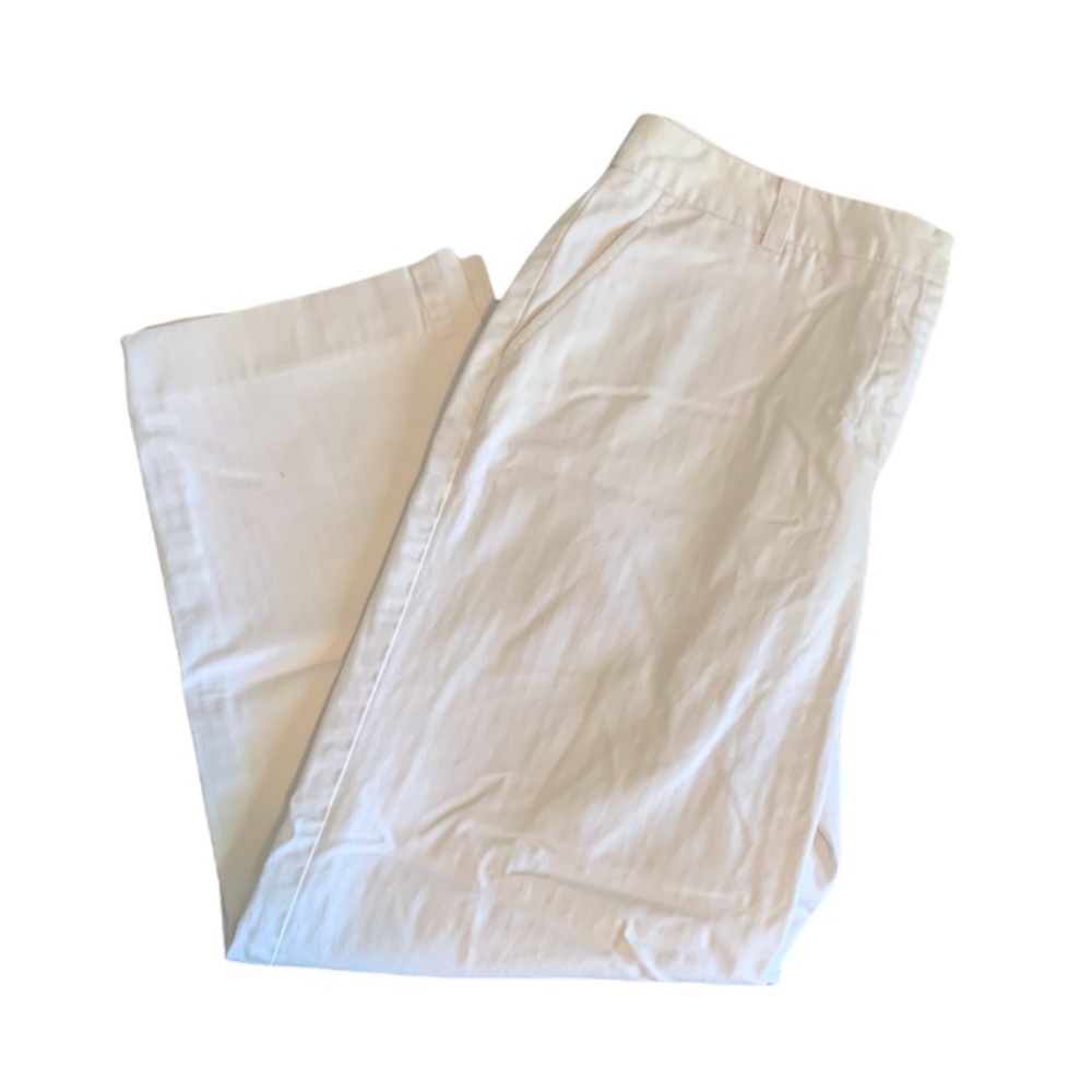 Evan Picone White Stretch Ankle Pants Cropped size 8 with Hook Closure